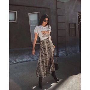Zara Slip Skirt Snake Print MIDI Skirt Small